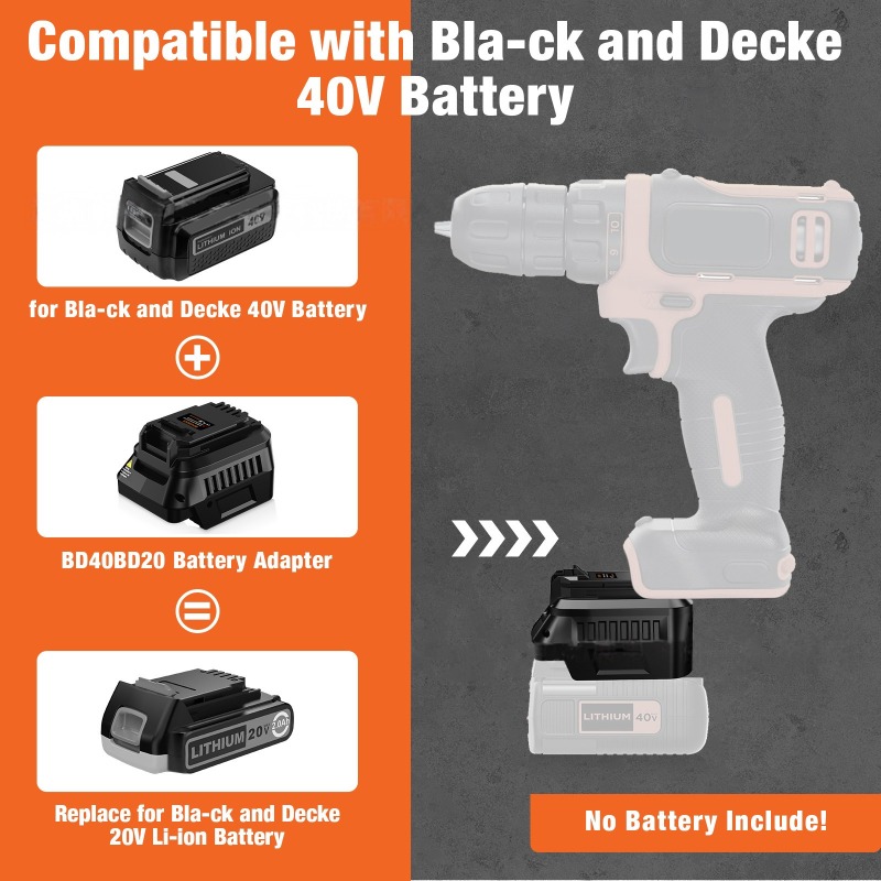 Black+Decker Tool Cordless - Adapter baterii HAKSINKY BD40BD20 do akumulatorów