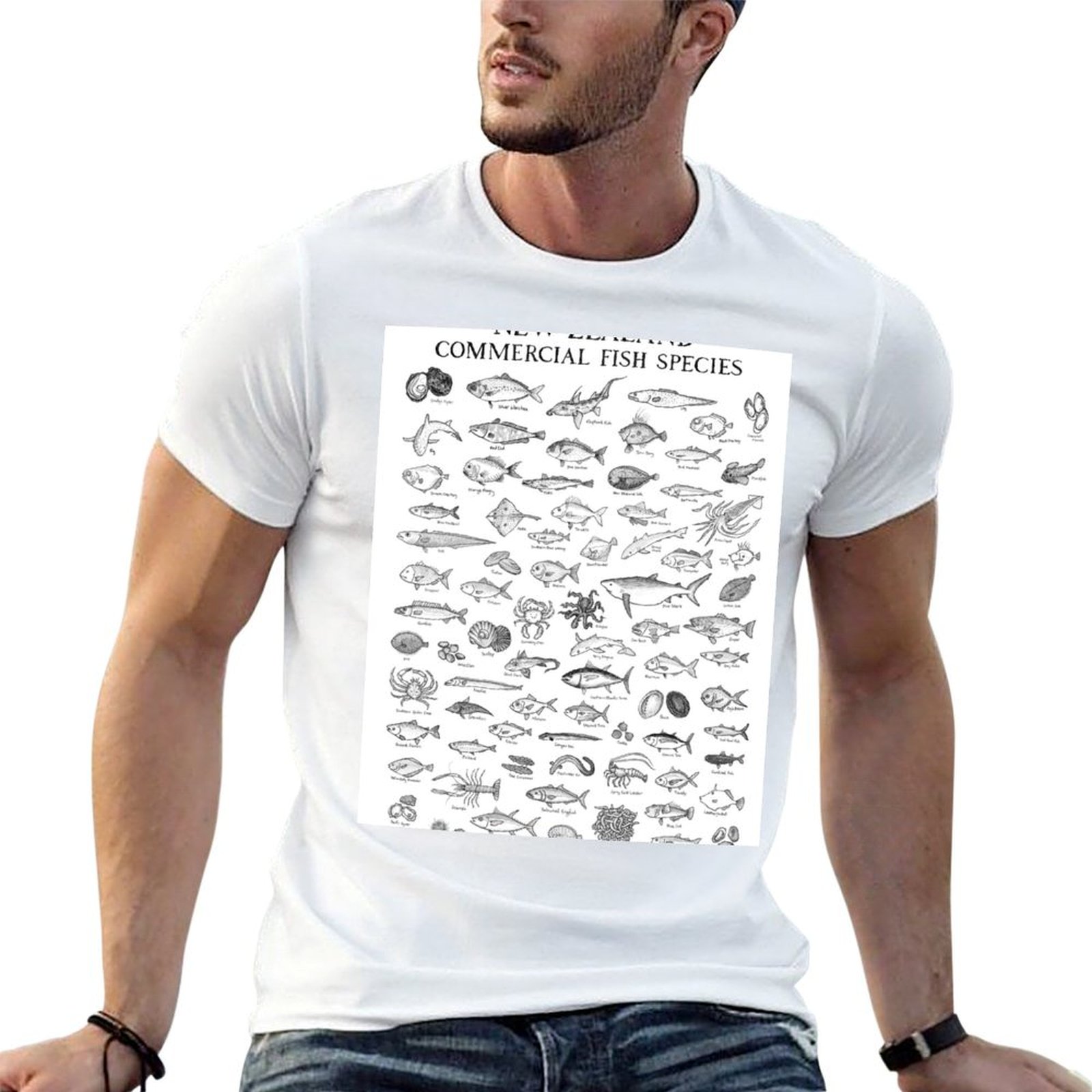 Commercial Shirt Printing - Koszulka z motywem ryb komercyjnych Nowej